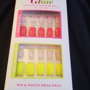 GLO Mix & Match Mega Pack Press-On Nails - Pink and Yellow
